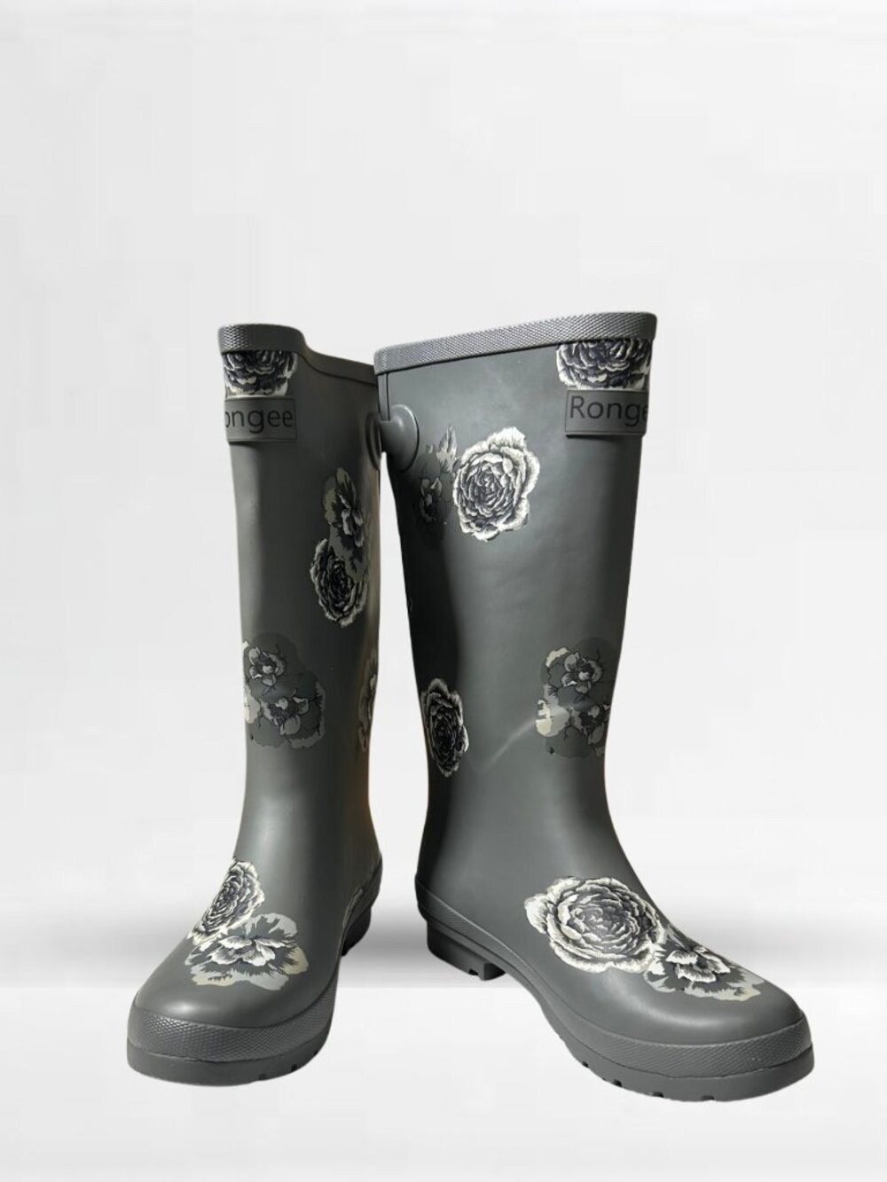 Rongee Floral Tall Rain Boots Size 10 (Runs Small)